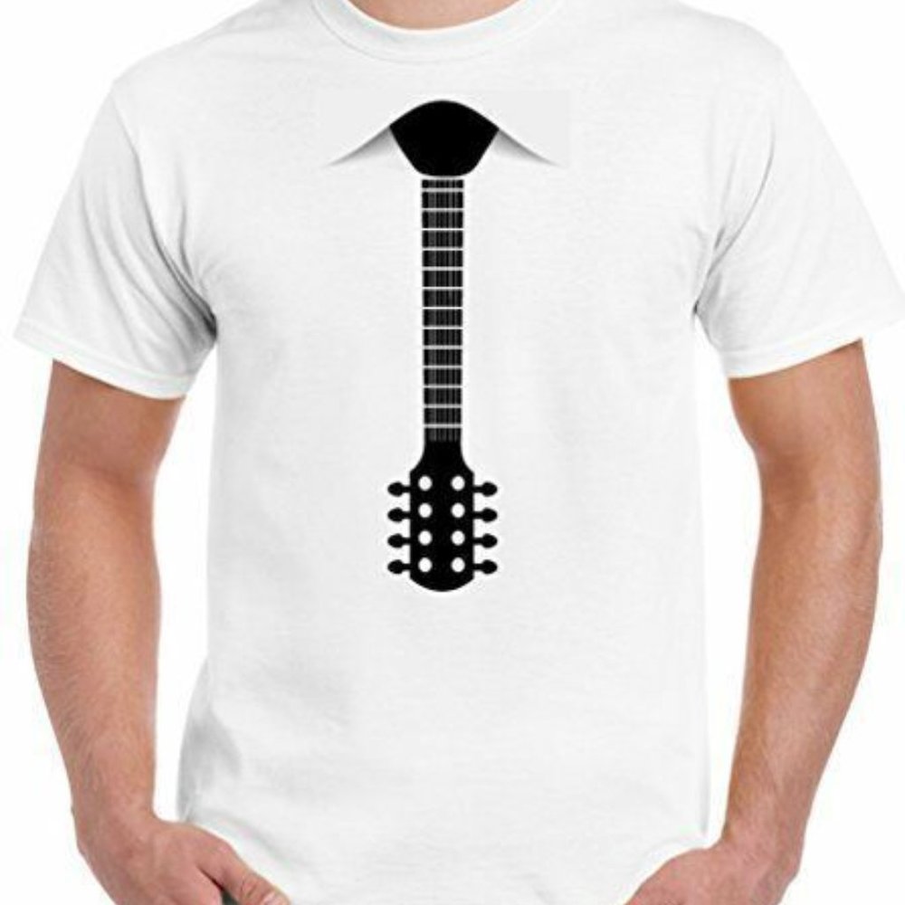 Guitar T-Shirt Tie Mens Funny Acoustic Electric Bass Fancy Dress Strings